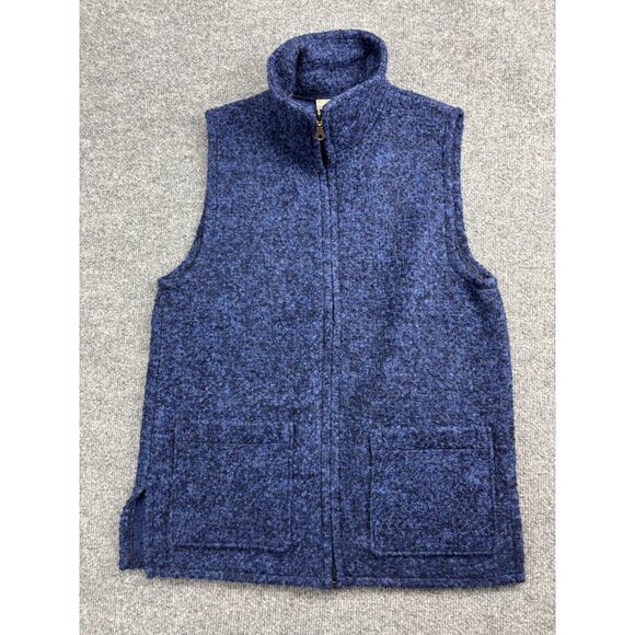 Weave of the Irish Vest Women's S Blue Wool Full Zip Pockets Hi Neck Handcraft - Picture 1 of 8